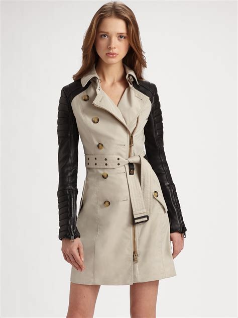 burberry prorsum trench coat with leather sleeves|burberry trench coat reviews.